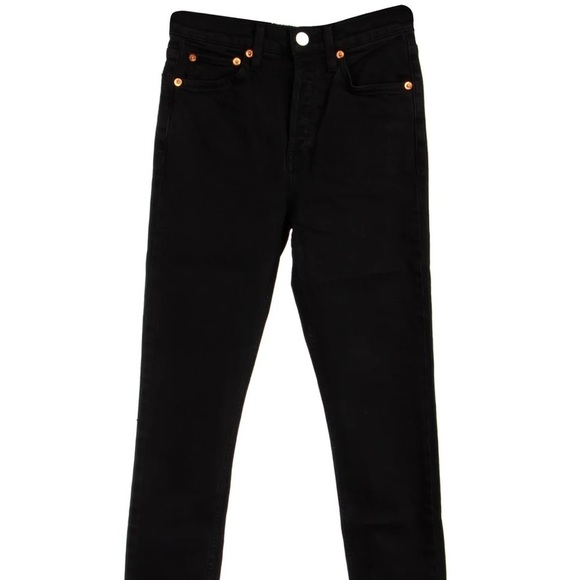 Re/Done Comfort Stretch High Rise Ankle Crop In Black 25 Y2K Grunge Punk - Picture 10 of 15